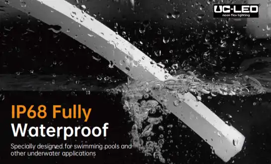 What are the safety precautions when using LED Neon Flex near water?